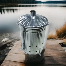 Medium 60 L Incinerator Galvanized Metal Garden Waste, Wood Fire Bin Burner