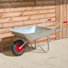KCT 65L WHEELBARROW GALVANISED STEEL HEAVY DUTY BARROW HOME GARDEN CART BUILDER