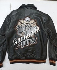 Mens Avirex Genuine Cowhide Leather Bomber Jacket American Flight Leather Jacket