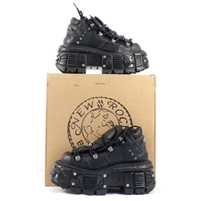 New Rock Metallic Collection Ankle Boots Black Unisex EU Size 41 (M-TANK106-C2)