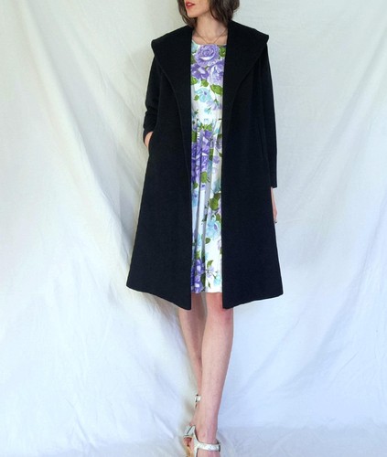 Vintage 1940s black wool swing - vintage,