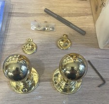 British Made Polished Brass Ball Rim /Mortice Knobset with Escutcheons 