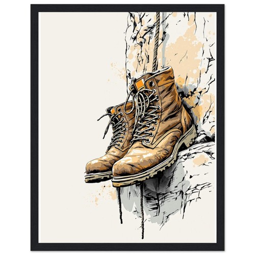 Rock climbing boots framed - rock,