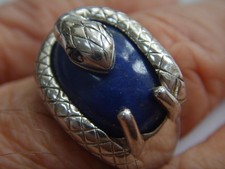 SILVER & BLUE STONE 925 SNAKE RING SIZE Q  MAKERS SUNDAYS CHILD BLUE STONE EYES