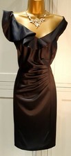 Collection By Debenhams Black Satin Special Occasion Evening Dress. UK 16 Fitted