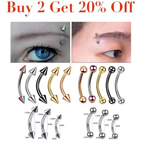 Curved eyebrow bar piercing - curved,