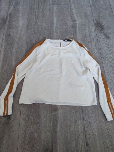 Zara white long sleeve top - long,