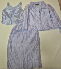 Renato Nucci Silk Skirt With Blazer jacket & Top Women's Vintage Purple Size 40