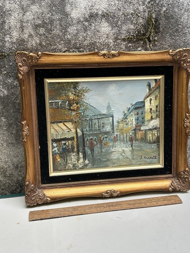 Vintage paris street scene oil - scene,