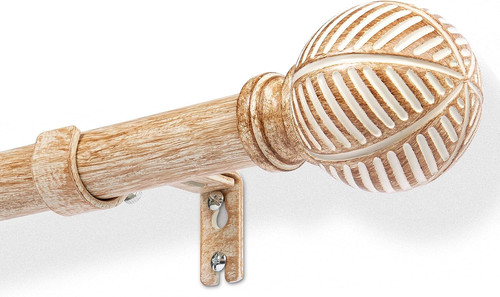 Wood effect curtain pole - wood,