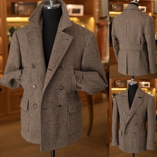 Herringbone tweed men brown - herringbone,