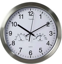 Youshiko Large Bold Quartz Metal Wall Clock  12'' Non Ticking Silent Sweeping 