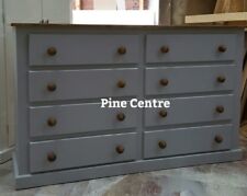 HANDMADE AYLESBURY NEXT GREY DARK OAK 4+4 (8 DRAWER) LONG CHEST OF DRAWER