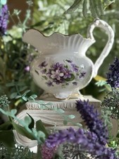 Aynsley Wild Violets Footed Milk Jug Creamer Height Top of Spout 4” Half-Pint+
