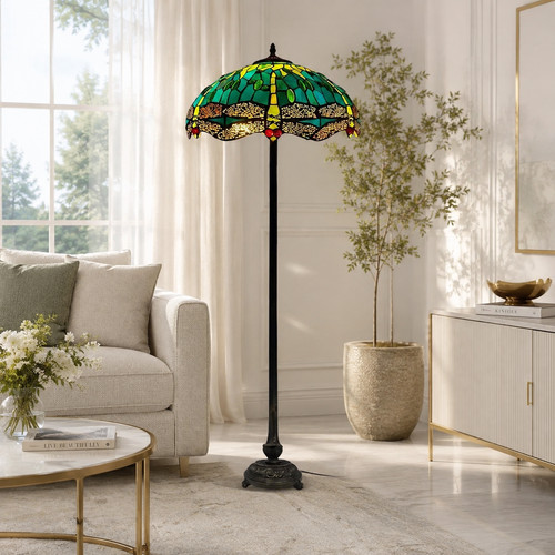 Green tiffany floor lamp - green,