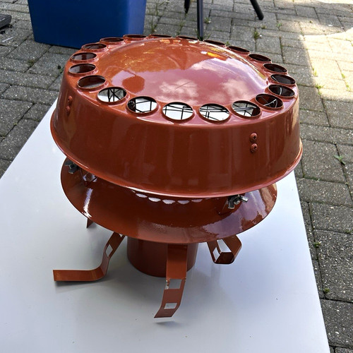 Brown steel round chimney - chimney, cap