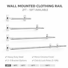 25mm Wall Mounted Clothes Rail