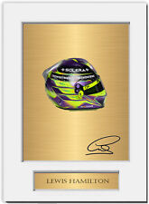 Lewis Hamilton Formula 1 Driver 2024 Helmet Signed Photo Display Mount A4