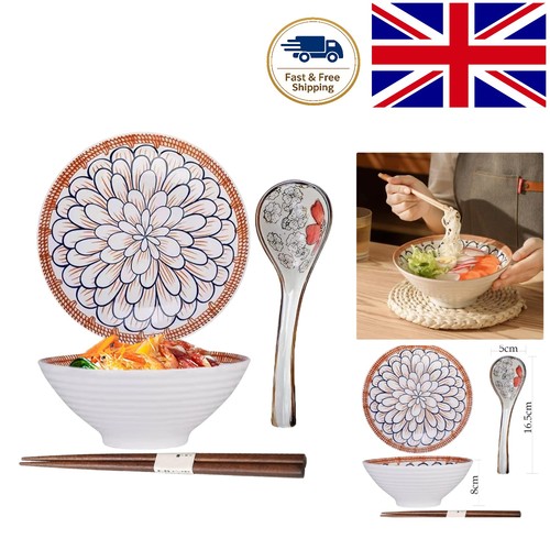 Thick ceramic ramen bowl set - ceramic,