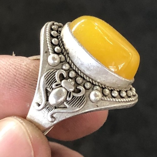 Men ring yellow - yellow, jade