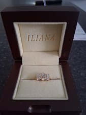 Iliana 18K Yellow Gold Boat Ring Size J  - 1 CT Diamond (BGT) (SI/ G-H) Cluster 