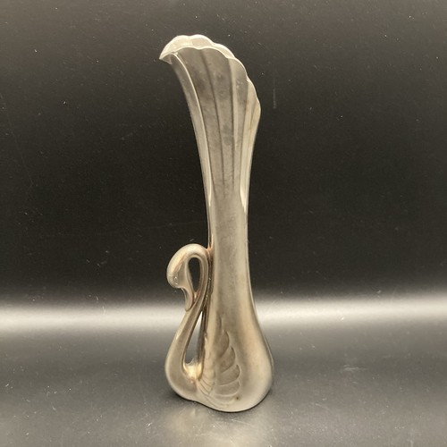 Silver plated swan vase - silver,