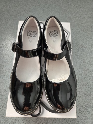 Girls black patent leather - black,