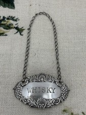 VINTAGE sterling silver WHISKY bottle ticket decanter label h/m 1992