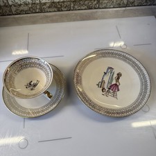 Vintage Mitterteich Bavaria Trio of Cup Saucer & Plqte Gilded