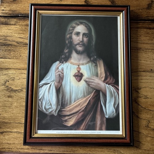 60s jesus sacred heart - heart, framed