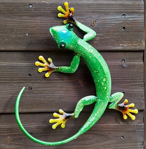Garden wall art green gecko - wall,
