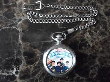 THE BEATLES ROCK AND ROLL MUSIC CHROME POCKET WATCH WITH CHAIN (NEW)