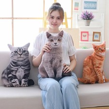 3D Animal Cat Shape Pillow Sofa Car Office Cushion Stuffed Plush Child