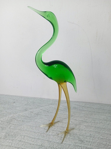Vintage art glass heron - art,
