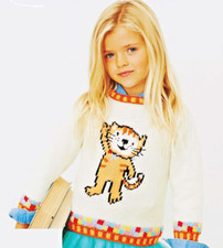 0110 Knitting Child's Kitty Cat Motif Jumper 2-5yrs DK - Vintage Pattern Copy