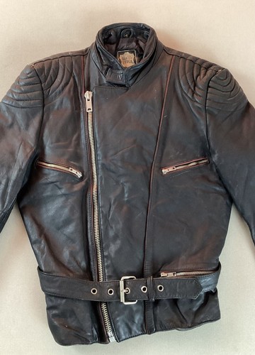 Vintage leather biker jacket - leather,