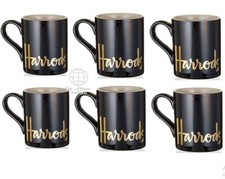 6 x Harrods Coffee Mugs Black