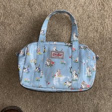 Cath Kidston Cath Kids Small Hand Bag PVC Coated Cotton Cats Print Pale Blue 