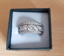 Hallmarked Sterling silver Michelle Mone 4ct Diamonique 3 Ring set   UK size U