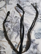 BLACK LEATHER STANDING MARTINGALE ~ SIZE PONY ~ SILVER METAL FITTINGS 