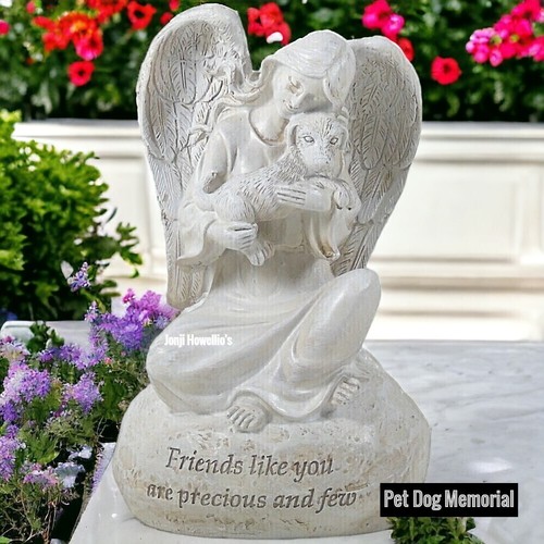 Angel holding dog memorial - angel, pet
