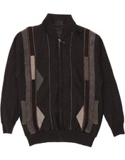 WERTHER Mens Cardigan Sweater IT 52 Large Black Striped Polyacrylic DT35