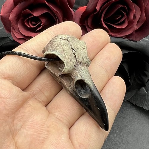 Goth raven skull necklace - skull,