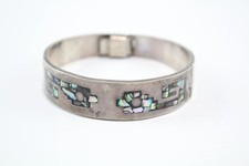Sterling Silver Bangle Mexican Inlay Abalone (50g)