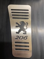 PEUGEOT 206 LOGO FOOT REST PEDAL STAINLESS STEEL WITH BLACK RUBBER