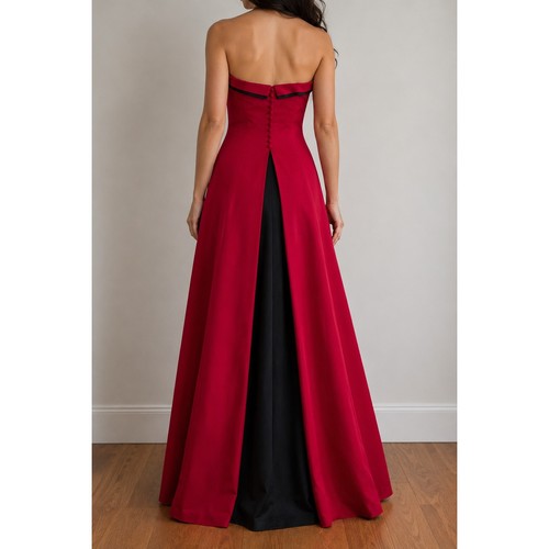 Red strapless satin - red,