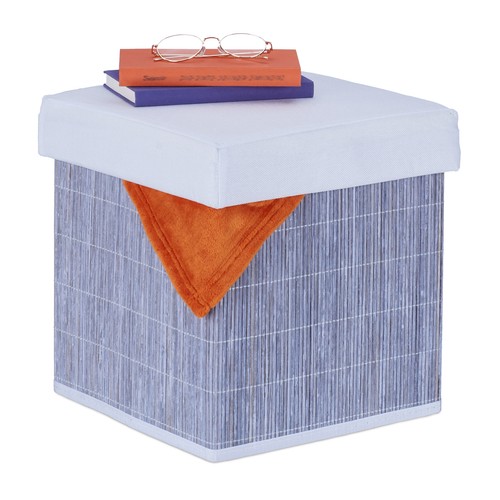Stool ottoman bamboo grey - bamboo,