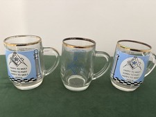 Masonic Freemasonry Vintage Glass Toast Mugs X 5. Collectible.