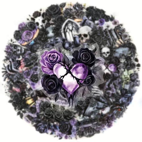 Gothic black purple roses - ,