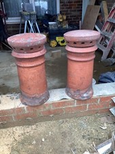 Vintage terracotta clay flue vent cap chimney cowl, set of 2